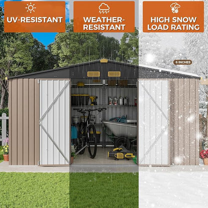 IRONCK 10x12FT Outdoor Storage Shed, Metal Garden Tool Shed - Image 7