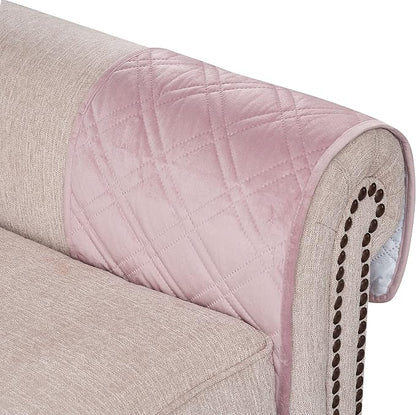 Brilliant Sunshine Pink Velvet Couch Sofa Armrest 5 Pockets Organizer, Slip - Image 7