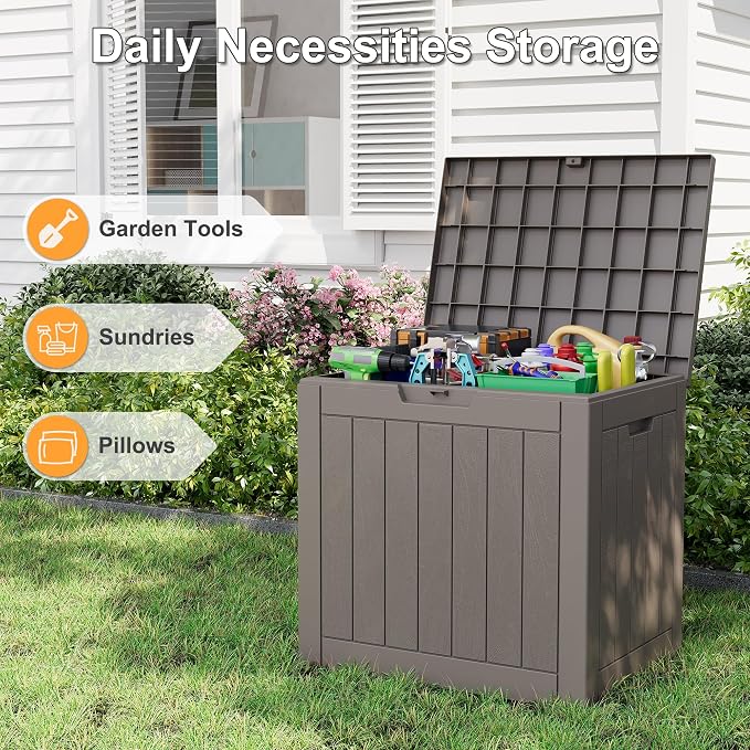 KAMABOKO Deck Box, 32 Gallon Resin Indoor and Outdoor Storage Boxes Waterproof - Image 5