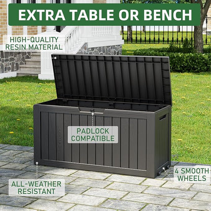 NUNU LAB 75 Gallon Outdoor Storage Box, Large Resin Sturdy Deck Box, Backyard - Image 4