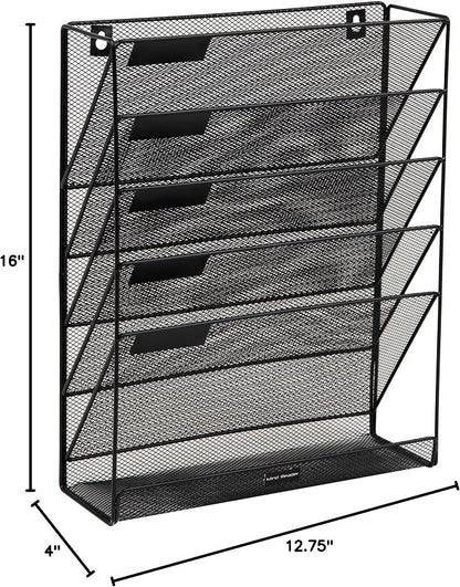 Mind Reader 5-Tier Vertical File Storage, Desktop Organizer, Wall Mount - Image 8