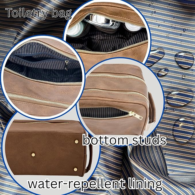 Dopp Gift Large Travel Toiletry Bag Premium Quality PU Leather Two compartments - Image 6