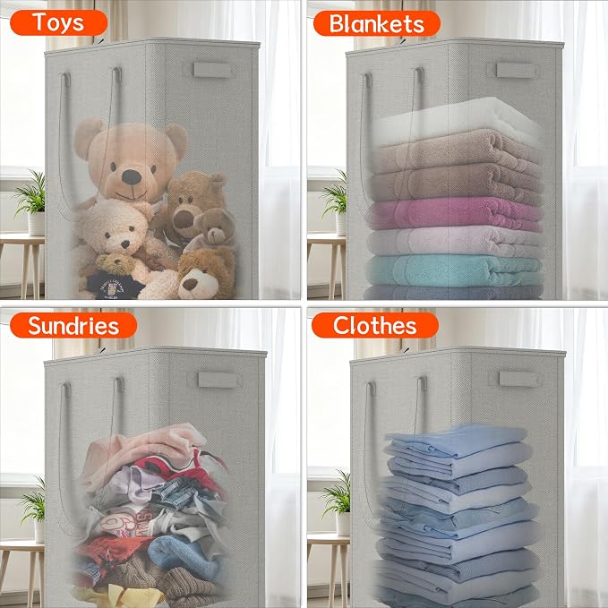 Slim Laundry Hamper with Wheels, 20 Gal Rolling Laundry Basket with lid and - Image 7