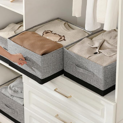 Linen Folding Storage Bins, 3 Pack Large Storage Baskets, Clothing Storage Bins - Image 3