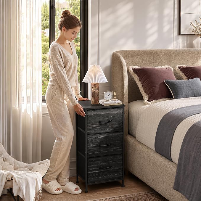 WLIVE Small Dresser Nightstand for Bedroom, 3 Drawers, Compact nightstand - Image 2