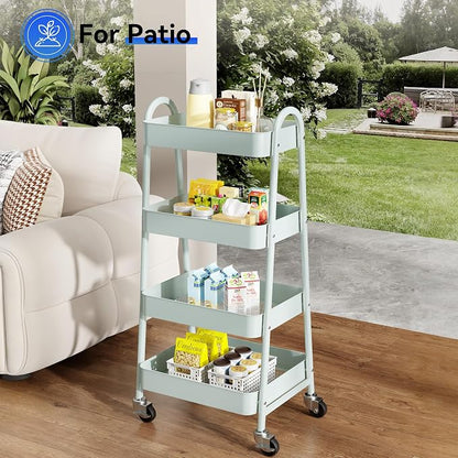 OLIXIS Metal 4 Tiers Utility Rolling Cart, Mobile Storage Shelf - Image 8