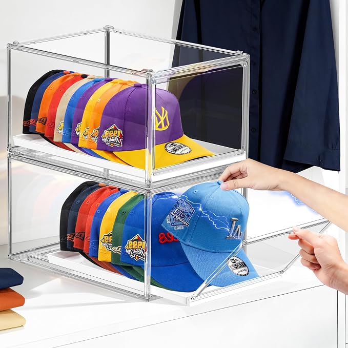 Hat Organizer for Baseball Caps, Large Clear Hats Holder Box Hat Storage by Unknown