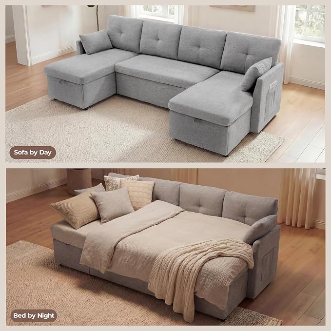 Huatean Home Oversized Sleeper Sofa Couch, 100 inch 2 in 1 Pullout Couch Bed - Image 4