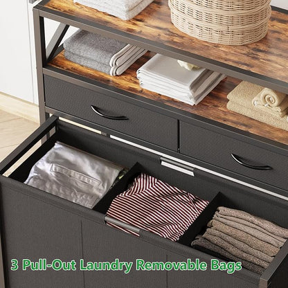 Laundry Hamper 3 Section, 150L Rolling Laundry Sorter Basket - Image 6