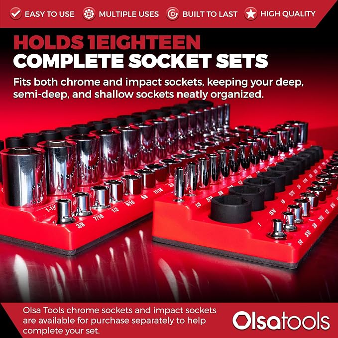 Olsa Tools Magnetic Socket Organizer | 6pc Socket Holder Kit | 1/2-Inch - Image 2