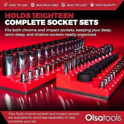 Olsa Tools Magnetic Socket Organizer | 6pc Socket Holder Kit | 1/2-Inch - Image 2