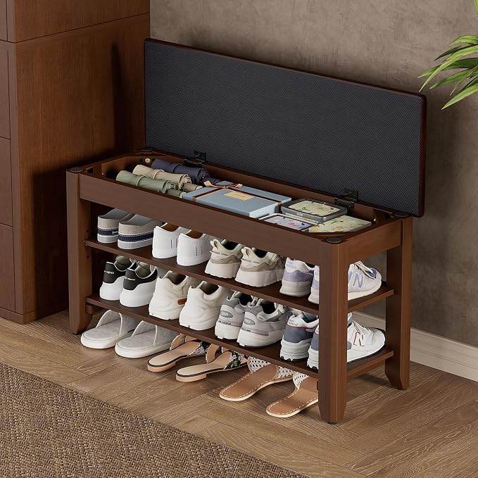 Homleke 2-Tier Solid Wood Shoe Rack Bench by Homleke