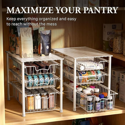 Simple Houseware Stackable 3 Tier Sliding Basket Organizer Drawer - Image 7