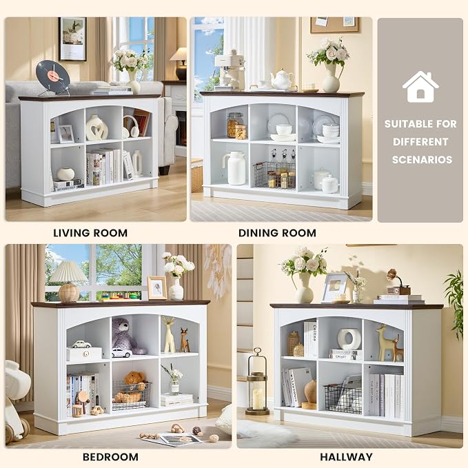 White Bookshelf, 6-Cube Bookcase and Kids Bookshelf, Wooden Storage Cabinet - Image 4