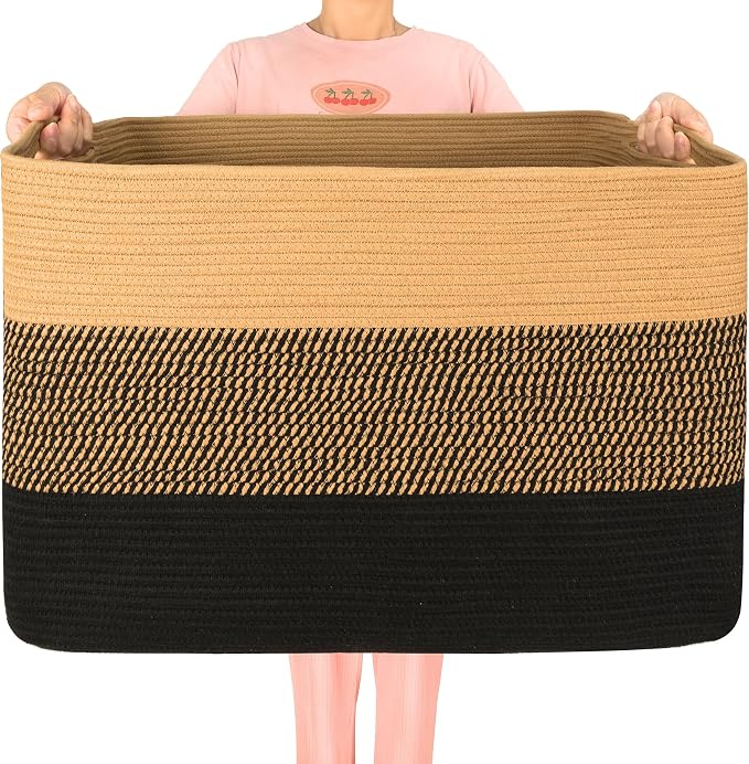 MINTWOOD Design 112L Extra Large Blanket Basket Holder Living Room, Pool Towels by MINTWOODDesign