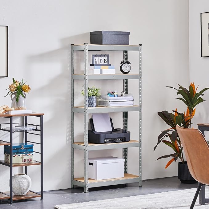 Topeakmart 2 PCS 5-Tier Utility Shelves, Metal Storage Shelves Garage Shelving - Image 5