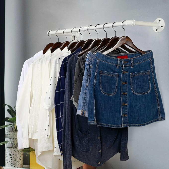 WEBI Clothing Rack Wall Mount, Heavy Duty Iron Garment Rack Bar, Retail Display - Image 4