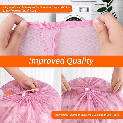 Polecasa 2 Pack Heavy Duty Diamond Mesh Laundry Bag, Breathable Mesh, Machine - Image 4