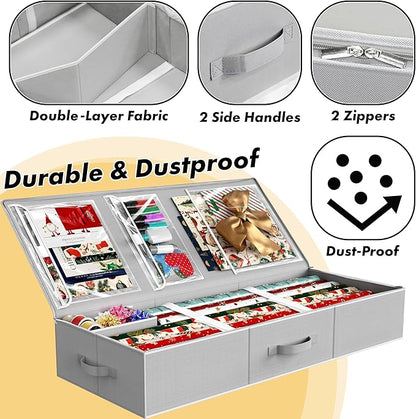 Simple Houseware 41.5" Wrapping Paper Organizer, Fits 40 Rolls, Interior Divider - Image 3