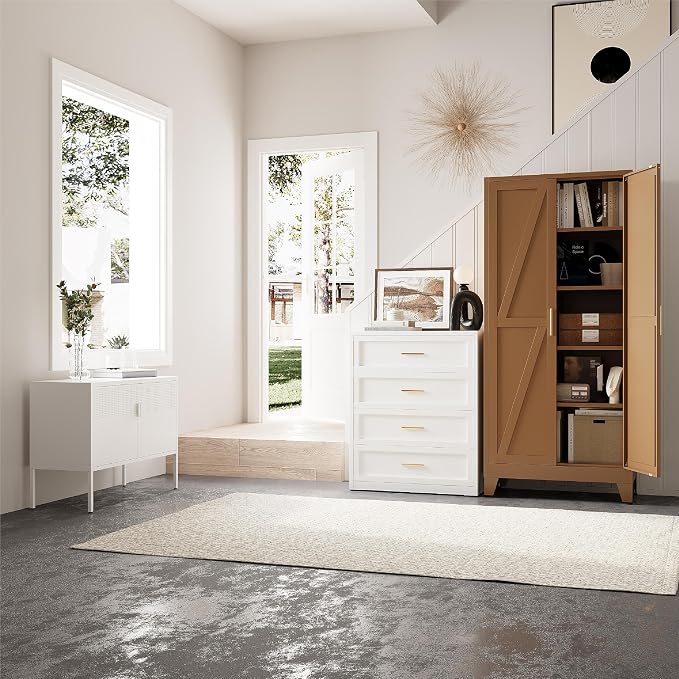 71"H Kitchen Pantry Storage Cabinet, Farmhouse Pantry Cabinet, Tree Doors - Image 7