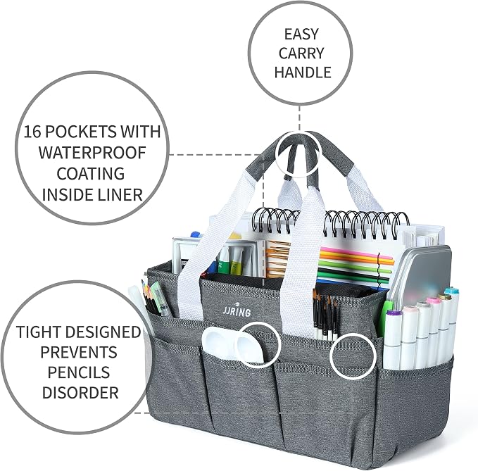 JJRING Craft Organizer Tote Bag, Art Storage Caddy - Image 4