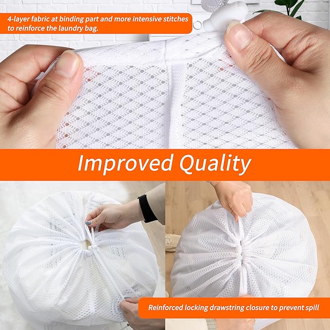 Polecasa 2 Pack Heavy Duty Diamond Mesh Laundry Bag, Breathable Mesh, Machine - Image 4