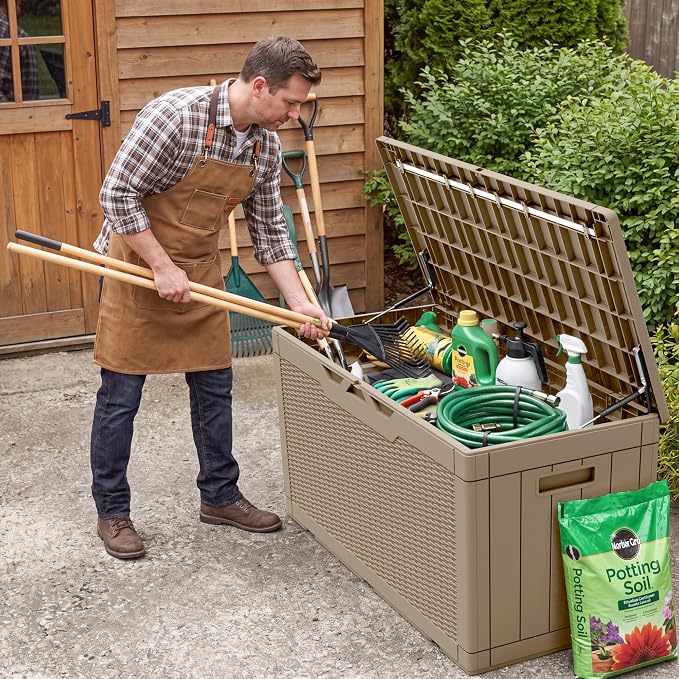 Flamaker Outdoor Storage Box 100 Gallon Waterproof Resin Deck Box Delivery Box - Image 7