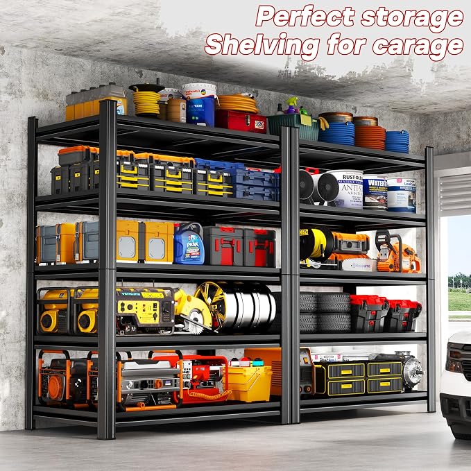 2Pack 78''H*46W'' Garage Shelving Units Adjustable Heavy Duty 5-Tier Garage - Image 3