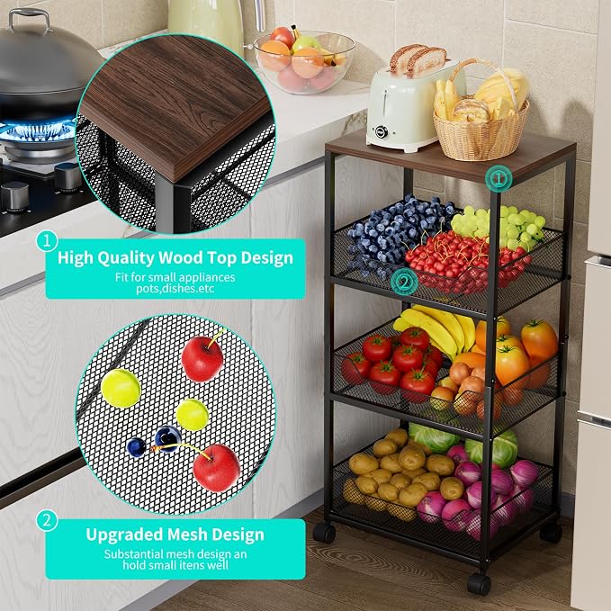 HapiRm Fruit Basket Kitchen Cart - Image 2