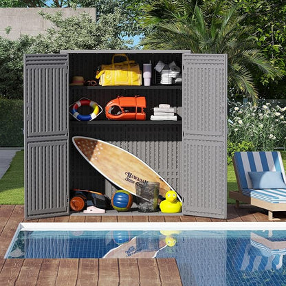 EHHLY Vertical Resin Storage Shed, 60 Cuft Garden Tool Sheds & Outdoor Storage - Image 6