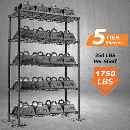 Storage Shelves Heavy Duty, 5-Tier Adjustable Metal Industrial Utility Shelf - Image 3