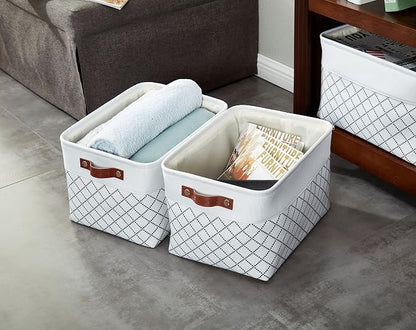 DECOMOMO White Storage Bins Fabric Storage Baskets - Image 2