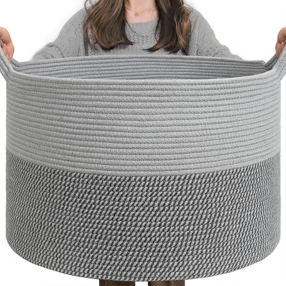 INDRESSME Extra Large Laundry Basket, Cotton Rope Blanket Basket by INDRESSME