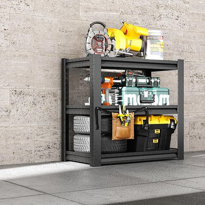 3-Tier Metal Shelf, Small Storage Shelves Heavy Duty Garage Shelving by EKJOfficials