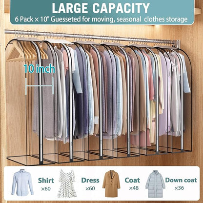 Liuoud Clear Garment Bags for Hanging Clothes10” Gusseted, Suit Bags for Closet - Image 2