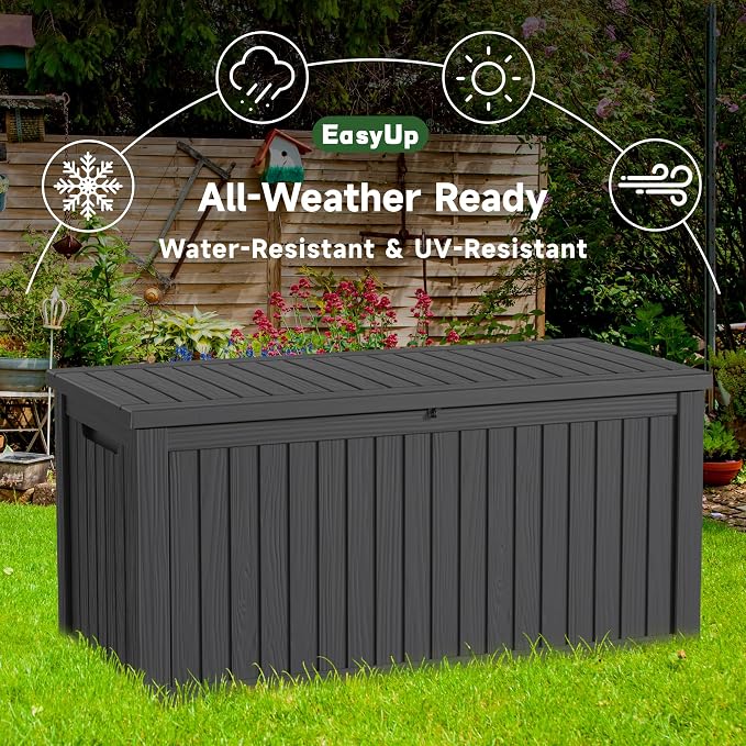 EasyUp 200 Gallon Outdoor Storage Box Waterproof, UV Resistant Resin Deck Box - Image 5