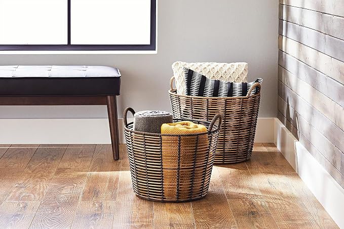 76QT rattan woven basket, withhandle, extra-large storagebasket, suitable - Image 8