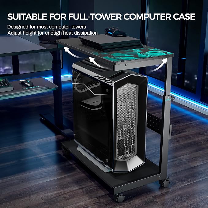 EUREKA ERGONOMIC PC Stand Computer Cart, Height Adjustable Tower Stand 2-Tier - Image 5