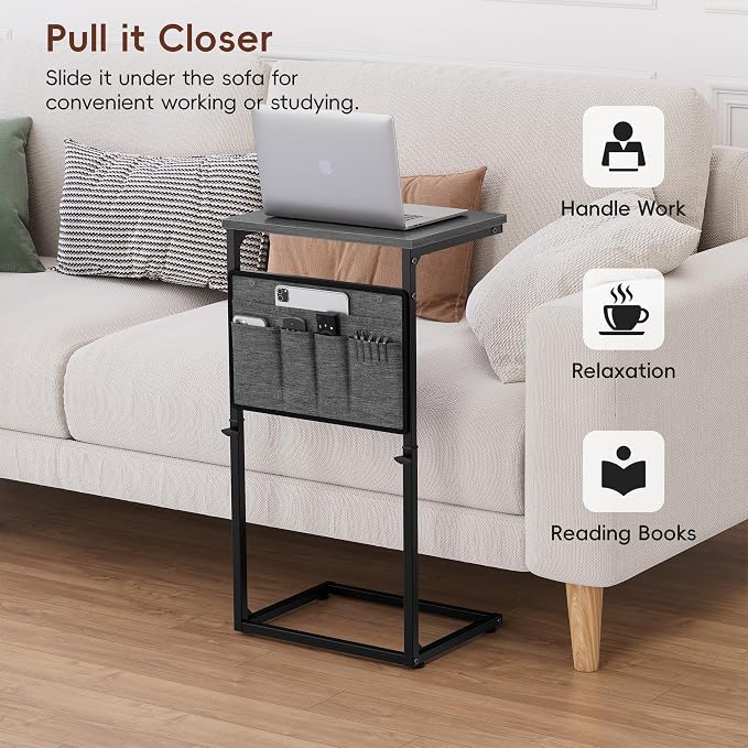 Vagusicc C Shaped End Table, Adjustable Height Small Couch Side Table - Image 6