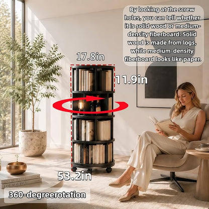 Solid Wood Rotating Round Bookshelf Towers - Image 6