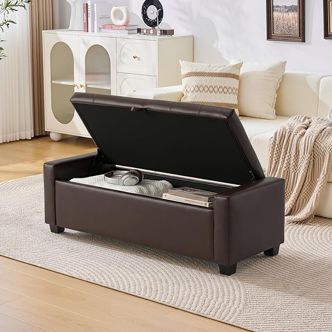 Huatean Home 48" Ottoman with Storage, Storage Ottoman Bench with Safety Hinge - Image 3