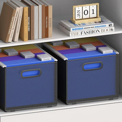 2 Pack Hanging File Organizer, File Folder Organizer Box Filing Crate Storage - Image 2