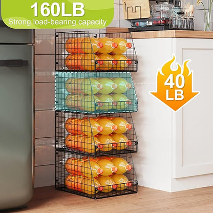 Jakyitvi 4 Pack XXL Stackable Wire Storage Basket, Extra Large Capacity Pantry - Image 3