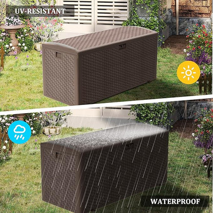 180 Gallon Pro Outdoor Storage Box Waterproof Lockable Resin Deck Box Large - Image 5