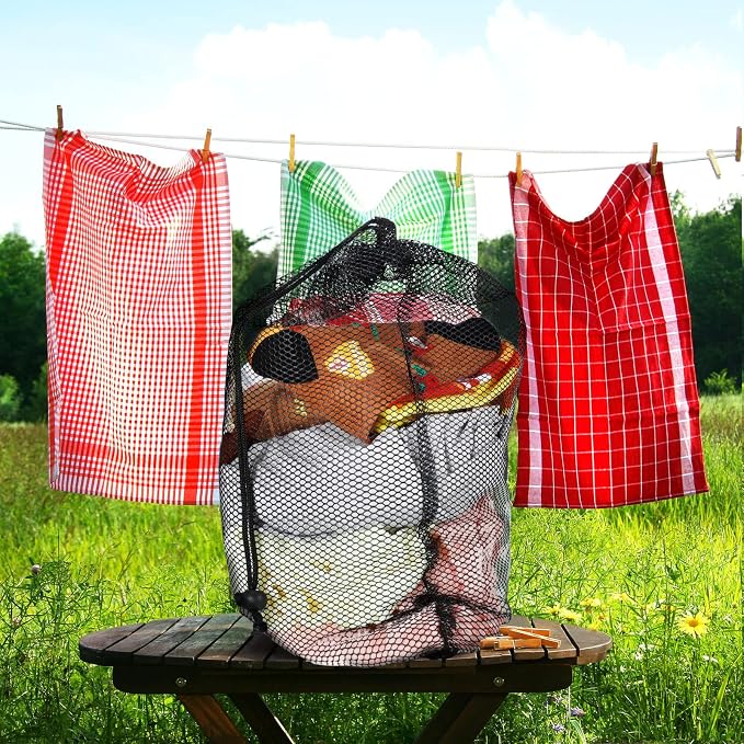 TecUnite 10 Pcs Mesh Bags Drawstring Laundry Bags Large Nylon Mesh Gift - Image 7