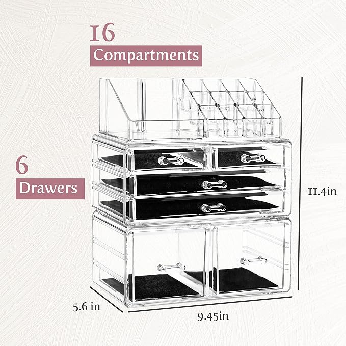 Masirs Clear Cosmetic Storage Organizer, Classy Design, Simplifies Your Life - Image 2