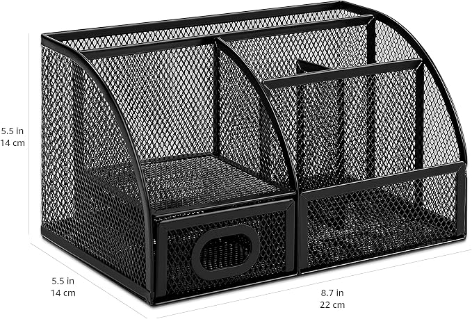 Amazon Basics Pen Holder and Desk Organizer, Office Caddy Storage, ‎9.1" x 5.9" - Image 5