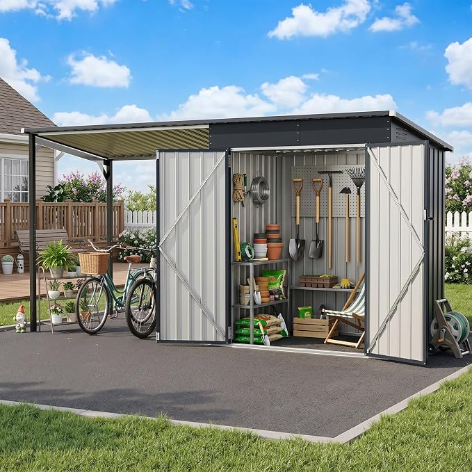 Polar Aurora 12×4 FT Outdoor Storage Shed & Hardtop Gazebo Combo, 6x4 FT Small by PolarAurora