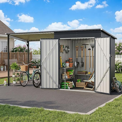 Polar Aurora 12×4 FT Outdoor Storage Shed & Hardtop Gazebo Combo, 6x4 FT Small by PolarAurora