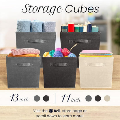 Reli. 11 Inch Cube Storage Bins | Cube Organizer Bins | 11x11 Fabric Storage - Image 7